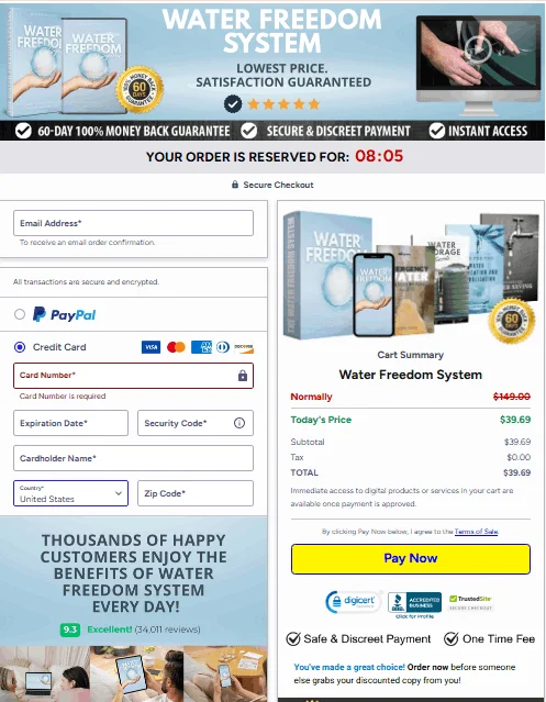 Water Freedom System Checkout Page